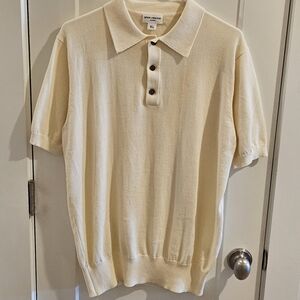 Spier & Mackay Knitwear Jaquard Polo Shirt Size XL - Cream - Premium Cotton